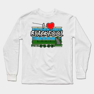 I Love Blackpool Vintage Tram Seaside Lancashire Long Sleeve T-Shirt